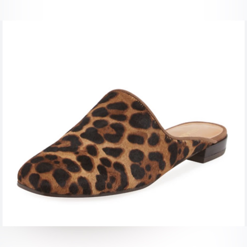 Stuart Weitzman Pipemulearky Calf-Hair Flat Mule, Rum